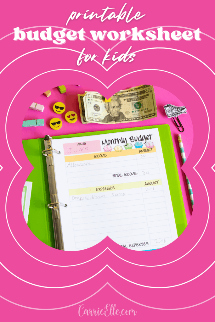 Free Monthly Budget Printable for Kids - Carrie Elle - Worksheets Library