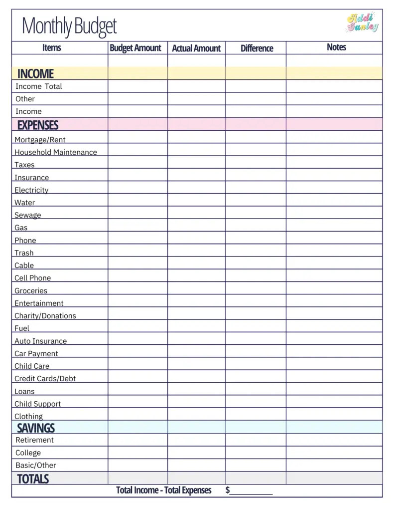 Free Monthly Budget Worksheet Printable - Free Printable Worksheet