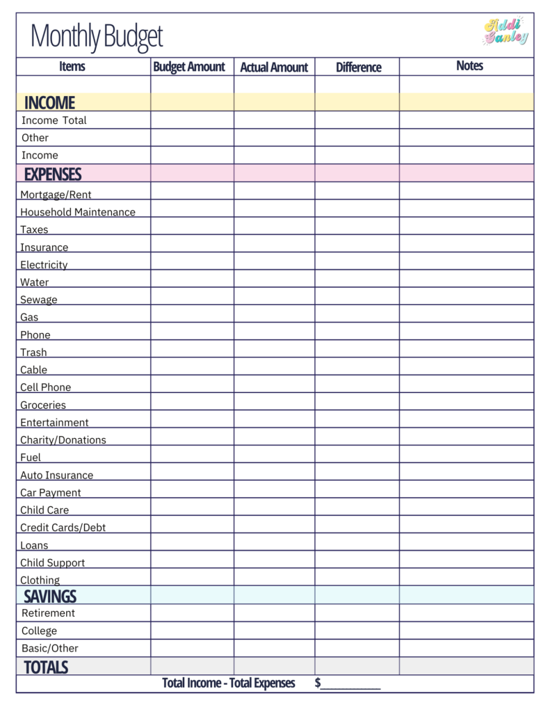 Free Personal Monthly Budget Worksheet – Simple Monthly Budget Template Free Personal Monthly Budget Worksheet - Simple Monthly Budget Template