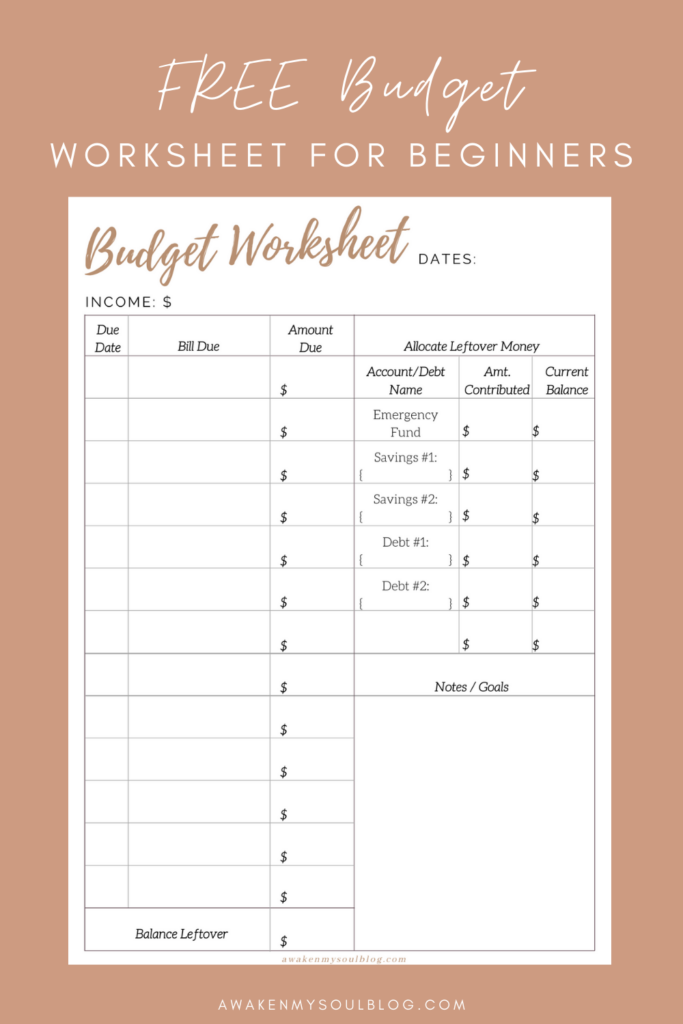 Free printable budget worksheet – Artofit