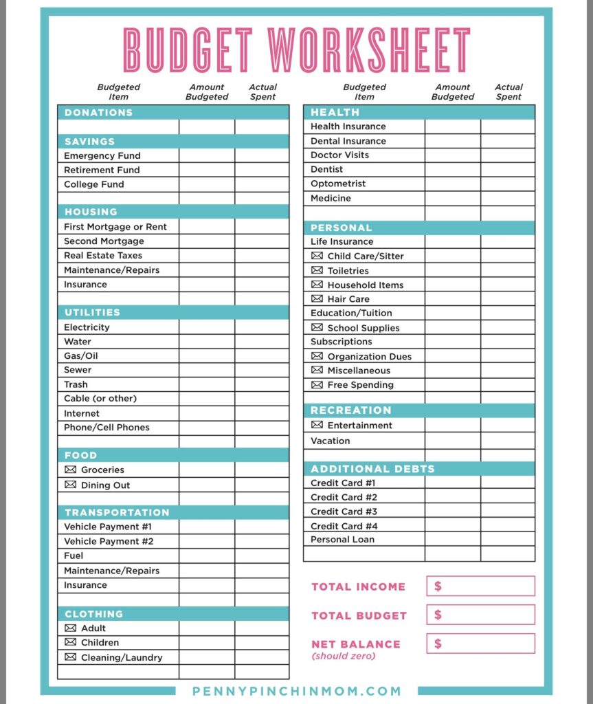 Free Printable Budgeting Worksheets For Adults - Budgeting Worksheet - Printable Coloring Free