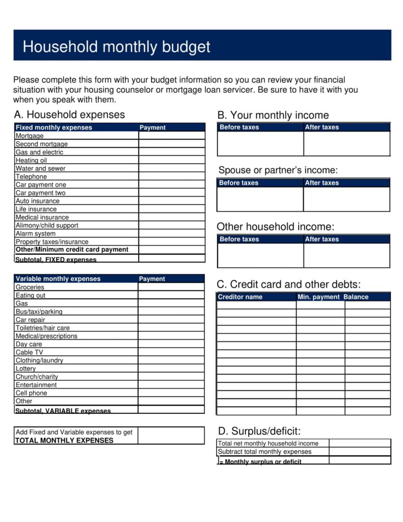 Free Printable Household Budget Templates [PDF, Word, Excel]