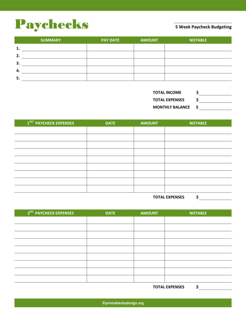 Free Printable Paycheck Budget Worksheets | Budgeting Worksheets