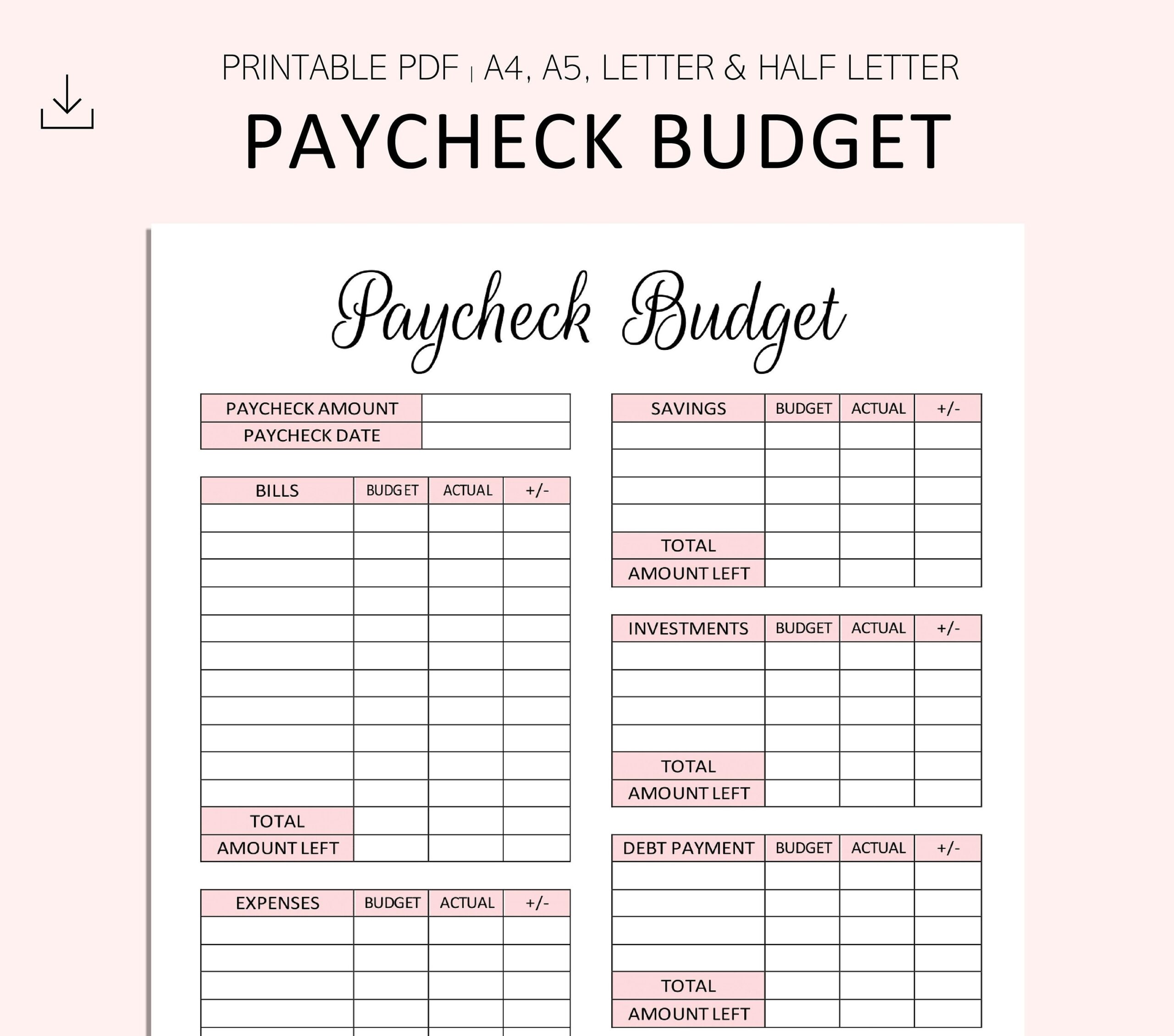 Pdf Free Printable Paycheck Budget Worksheets - Printable Worksheets