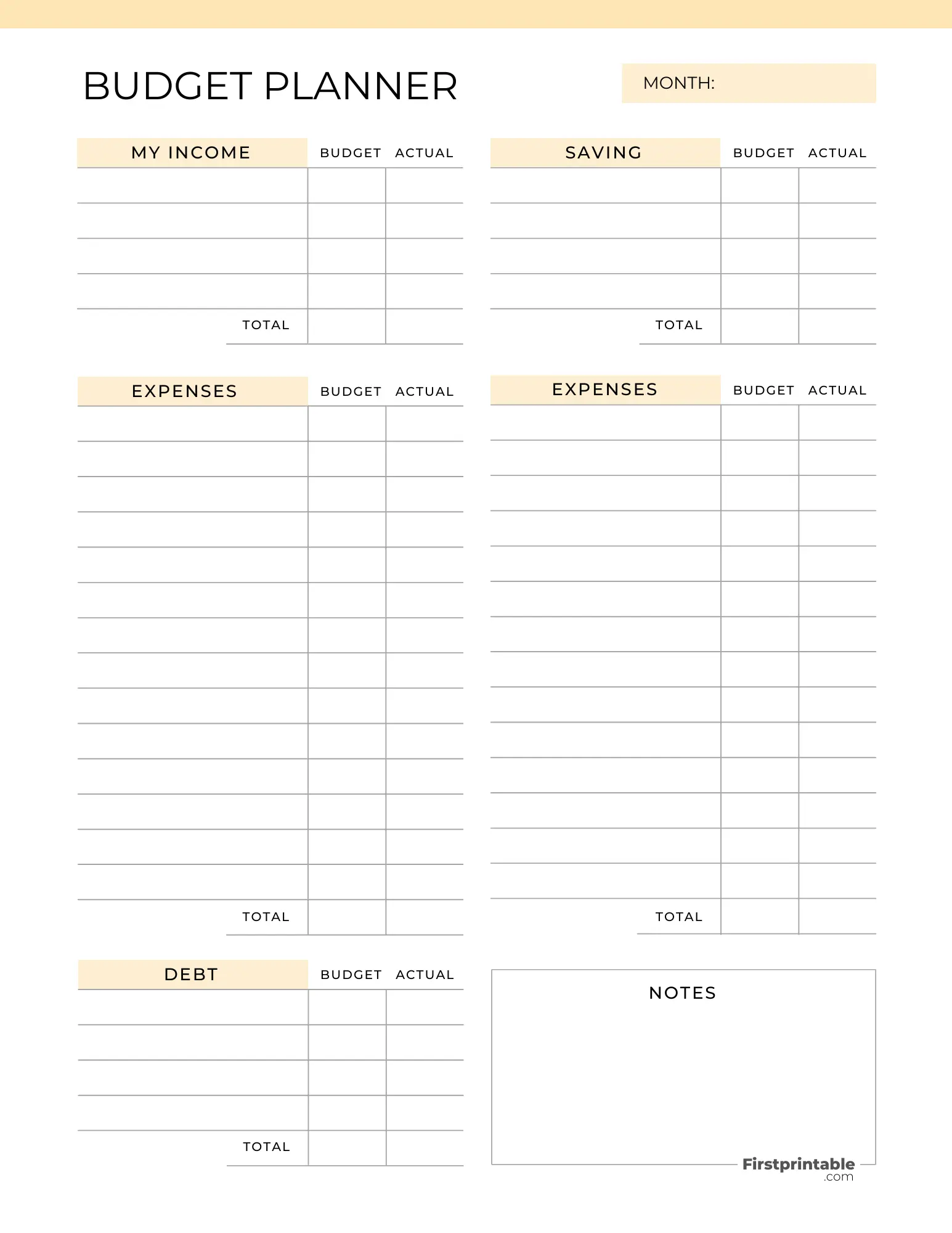 Free Printable Personal Budget Worksheet - Free Budget Planner Templates | Printable & Fillable - Worksheets Library