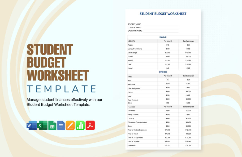 Free Student Budget Templates, Editable and Printable
