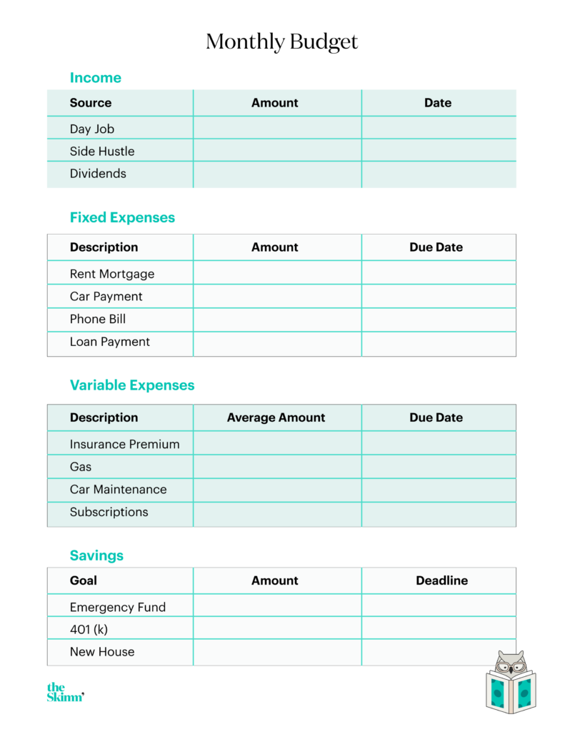 How To Create A Monthly Budget Tracker In Excel - Design Talk