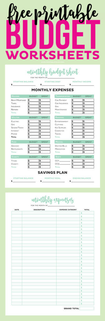 Personal Finance Courses: Simple FREE Printable Budget Worksheets