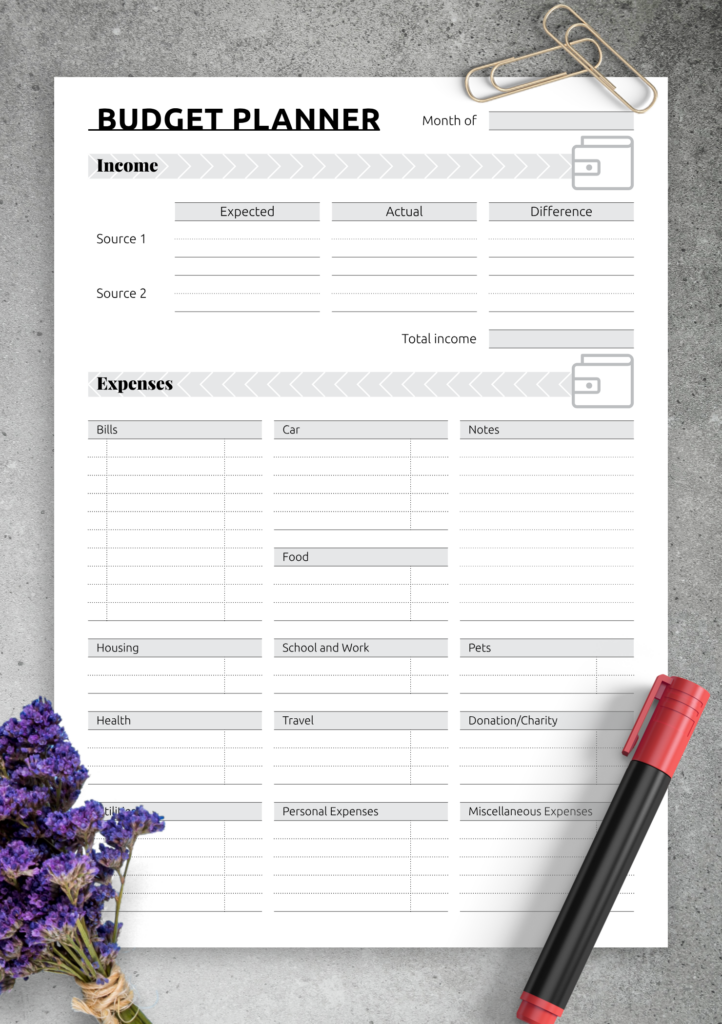 Printable Budget Planner Monthly Budget Template Expensefree Simple ...