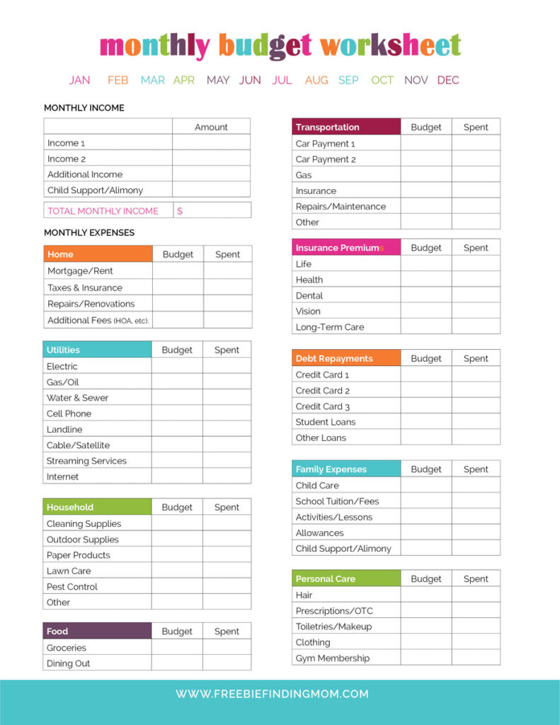 Printable Budget Worksheets (2 Pages) - Freebie Finding Mom