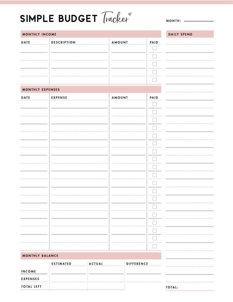 Printable Free Budget Template
