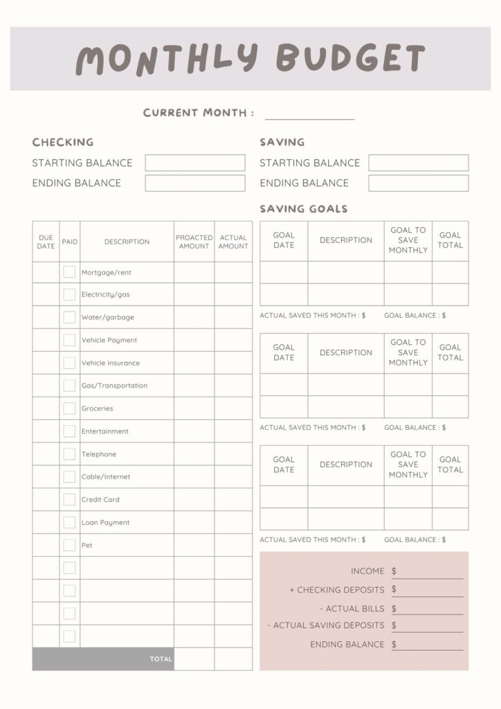 Printable Monthly Budget Chart Free And Customizable Budget Templates